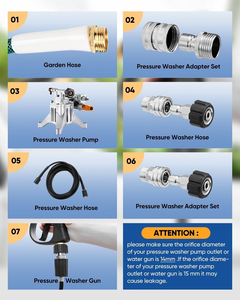 Saker Pressure Washer Hose Connector Set 10 PCS,Hose Adapter Set,Pressure Washer Connector Accessories,M22-14 Swivel to 3/8'' Quick Connect, 3/4" to Quick Disconnect,Quick Connect Set with Storage Bag - Image 3